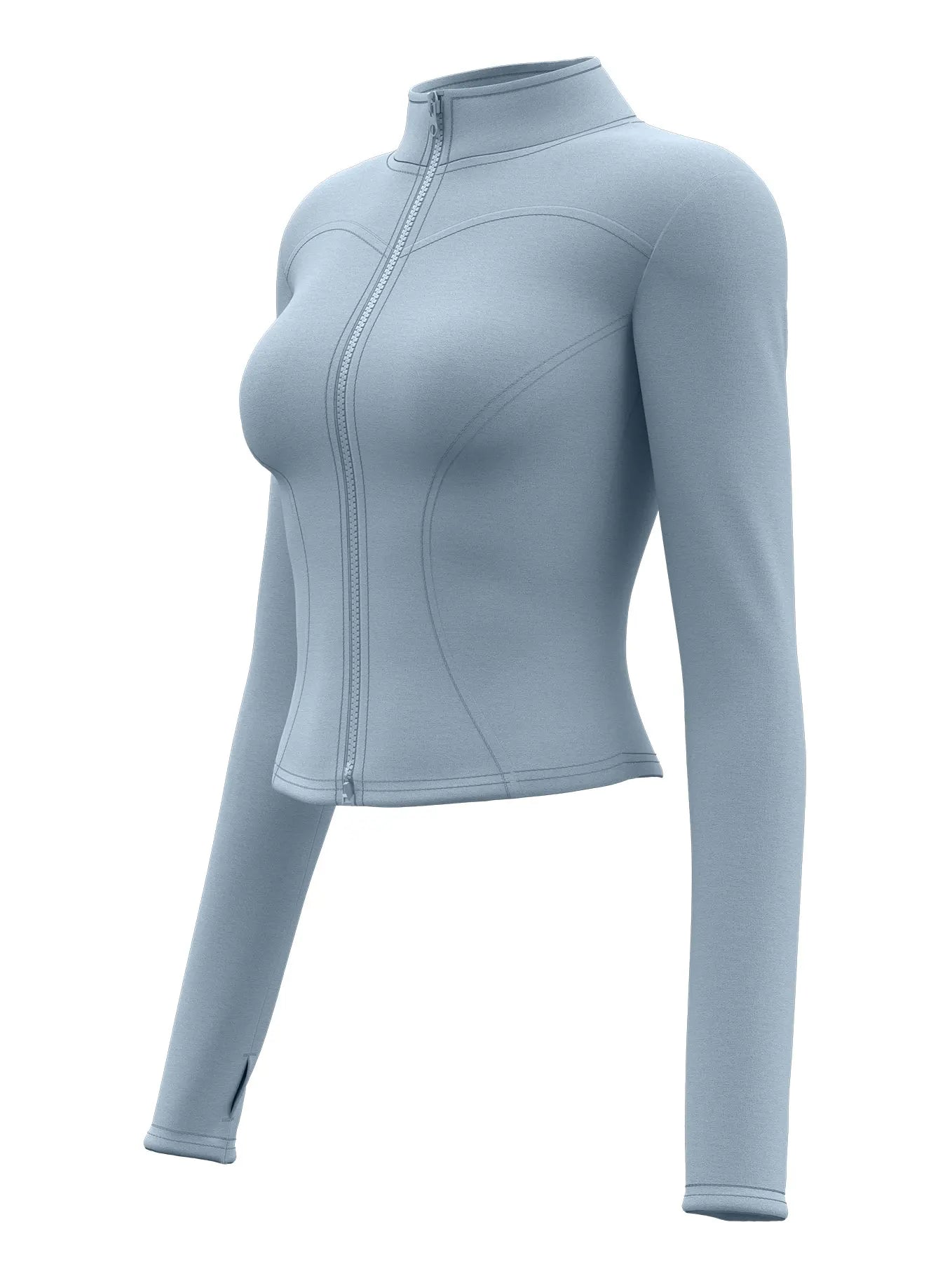High Quality Waist Slimming Training Tops Women's Tight Stand Collar Full Zipper long Sleeves Fitness Running Yoga shirts