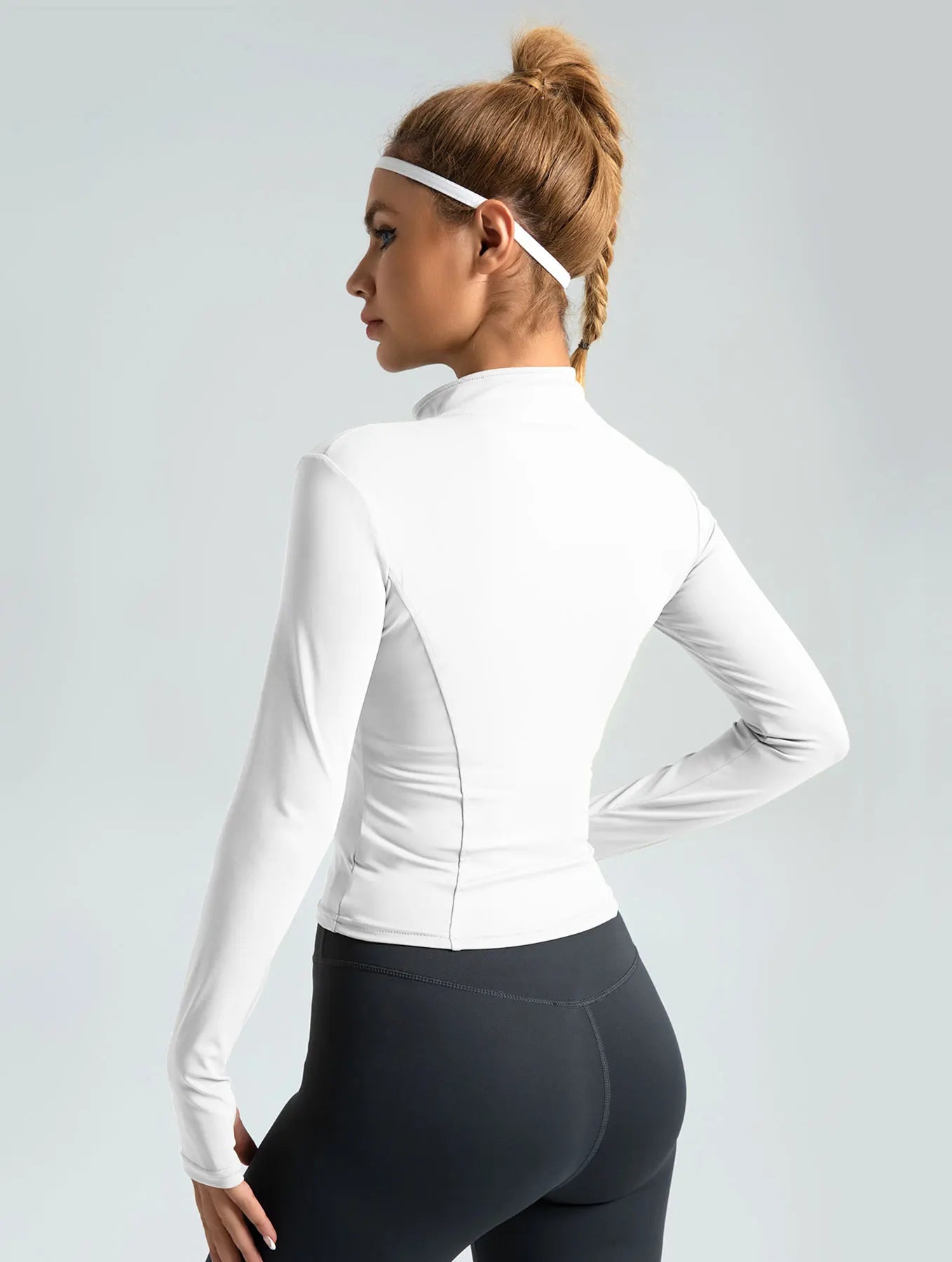 High Quality Waist Slimming Training Tops Women's Tight Stand Collar Full Zipper long Sleeves Fitness Running Yoga shirts