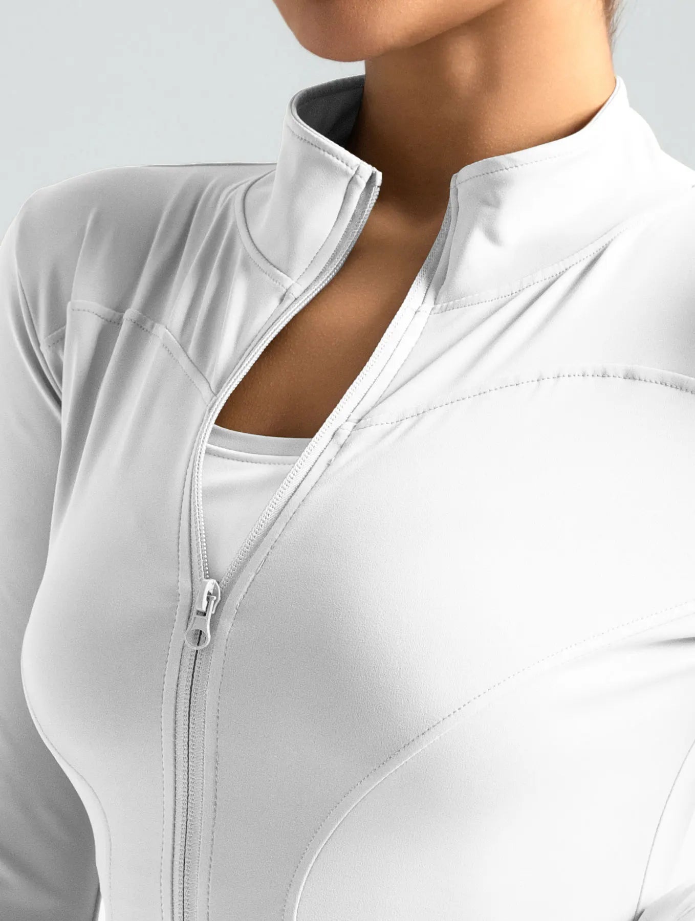 High Quality Waist Slimming Training Tops Women's Tight Stand Collar Full Zipper long Sleeves Fitness Running Yoga shirts