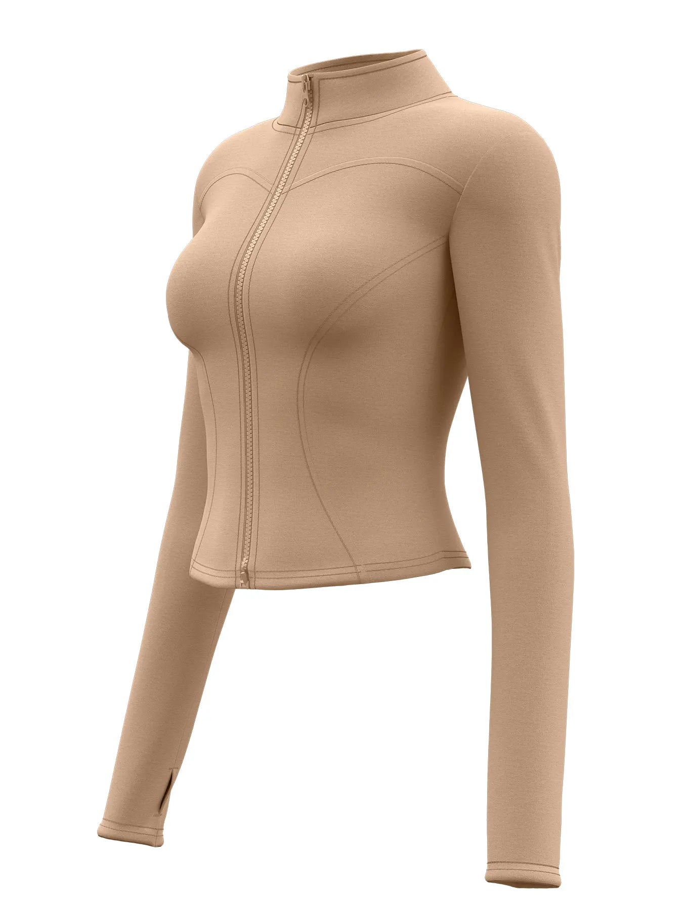 High Quality Waist Slimming Training Tops Women's Tight Stand Collar Full Zipper long Sleeves Fitness Running Yoga shirts