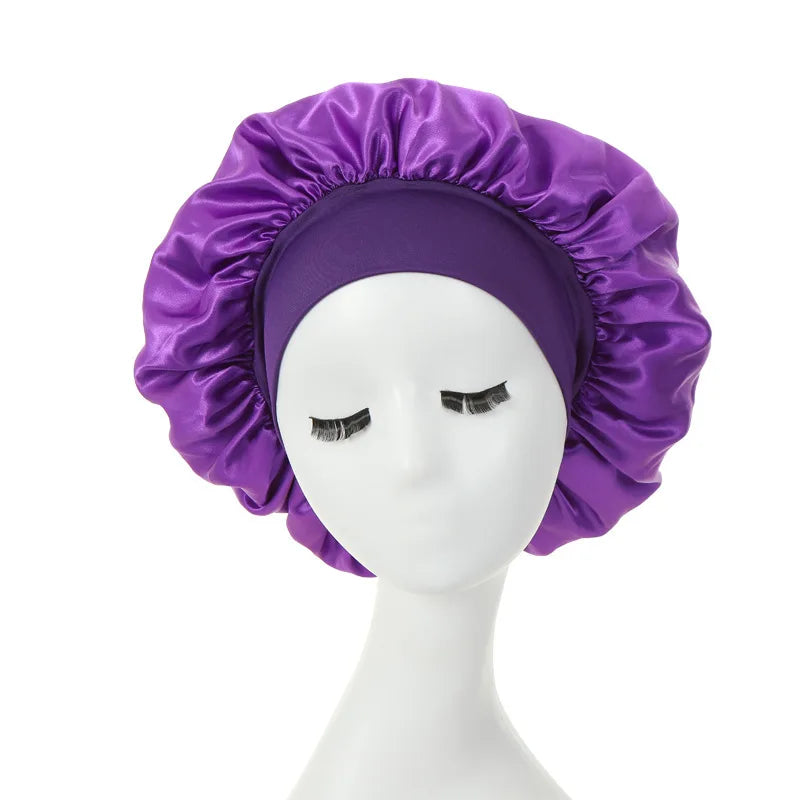 Newly Satin Night Hair Cap Women's Solid Sleeping Hat Sleep Care Bonnet Nightcap For Women Unisex Cap
