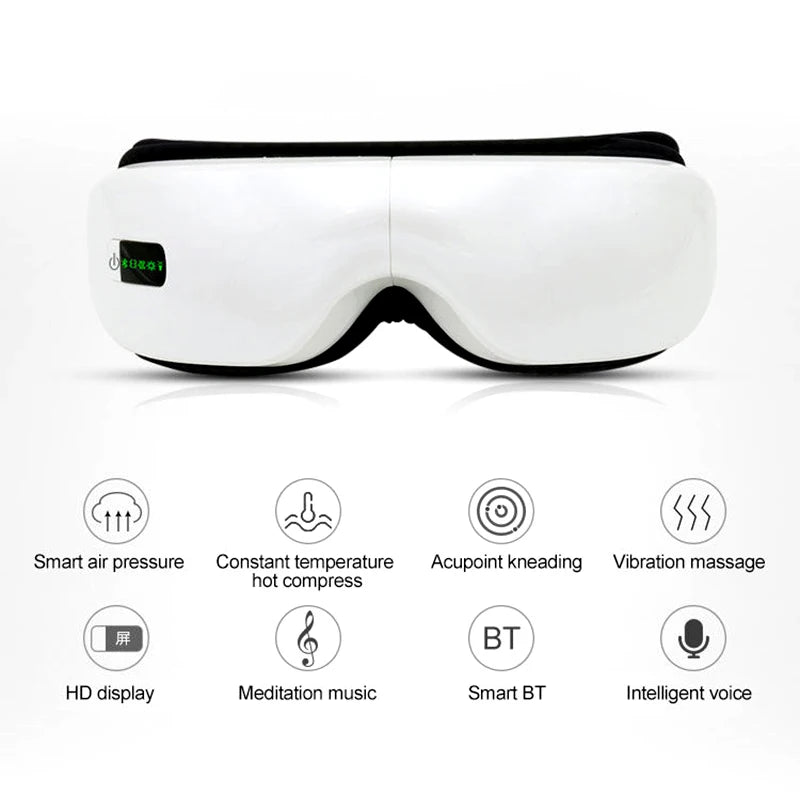 3D Bluetooth Eye Massage Equipment 180 Degree Foldable and Portable Eye Massager with Heat Electric Eye Massager